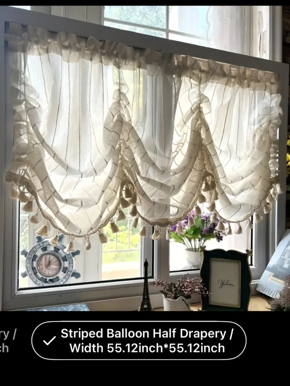New Neutral Striped striped balloon with Tassel Trim Read!